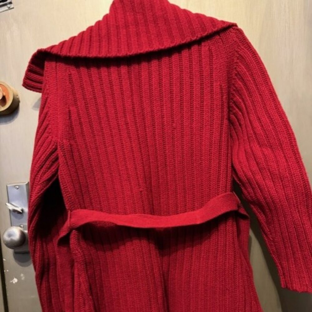 Vintage Chunky Rib Knit open front cardigan Sweater with large collar - Picture 16 of 16